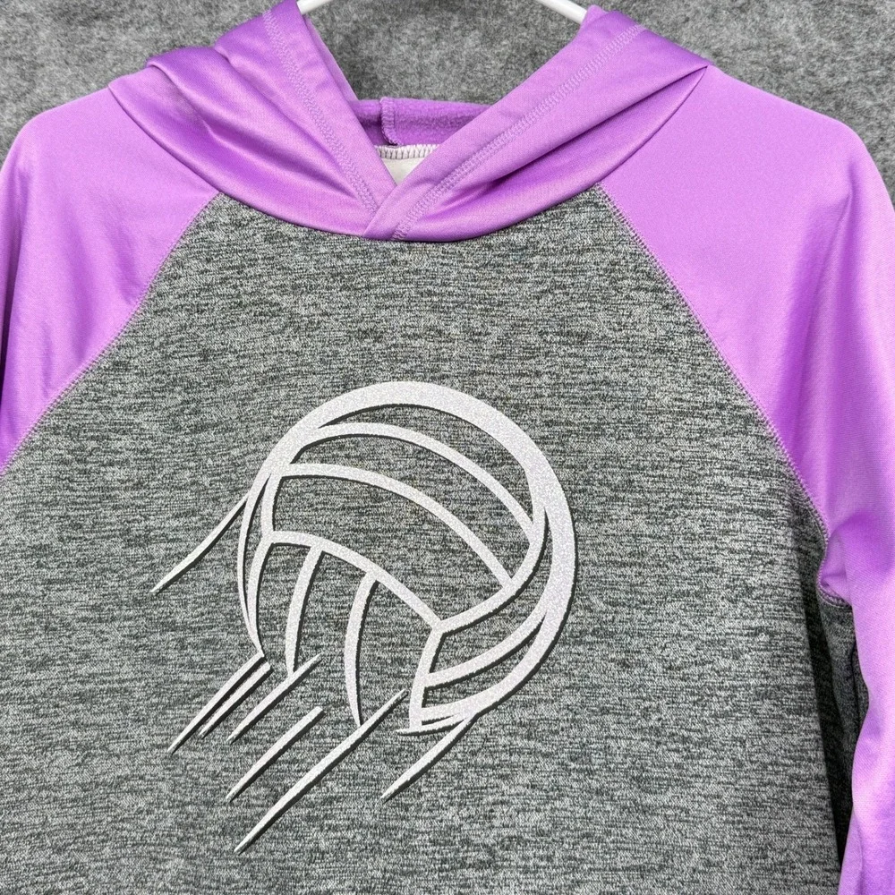 Girls Justice Volleyball Graphic Hoodie‎ Gray & Purple Size 18 Polyester